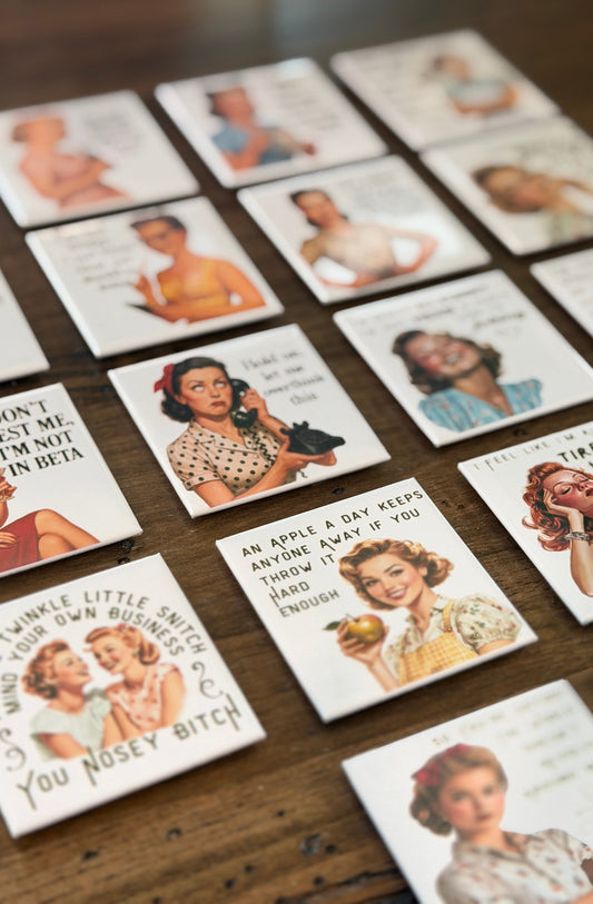 Sarcastic retro woman magnets