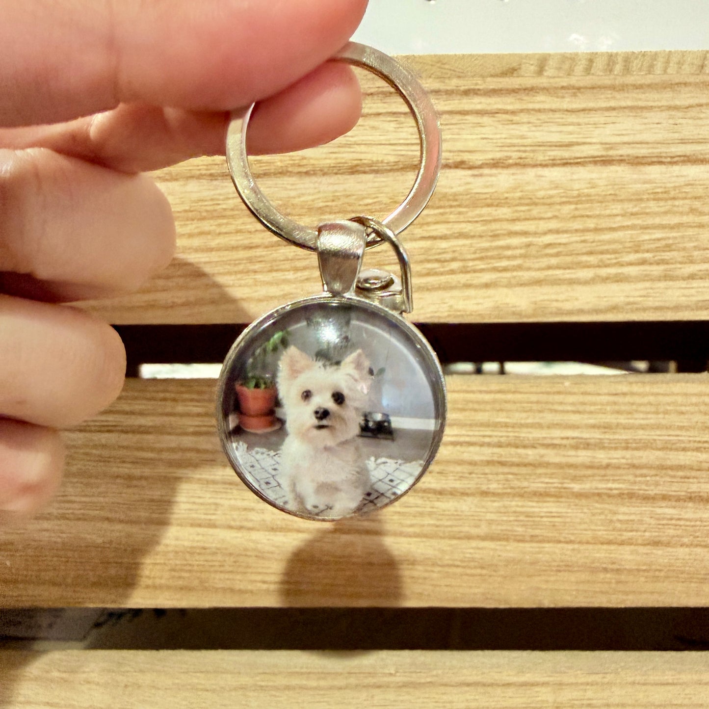 Single pendant photo keychain
