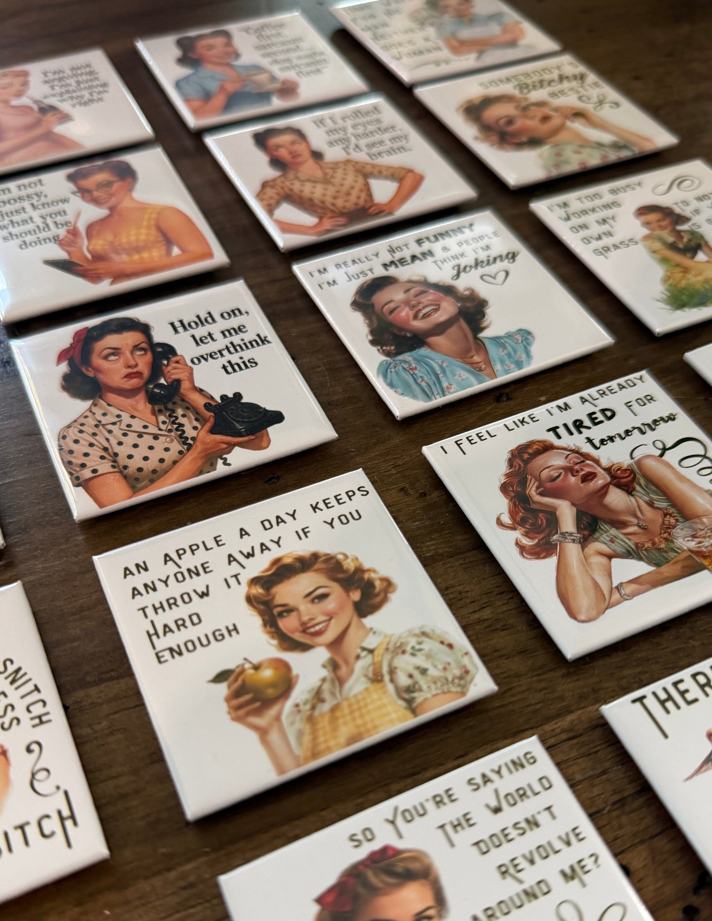 Sarcastic retro woman magnets