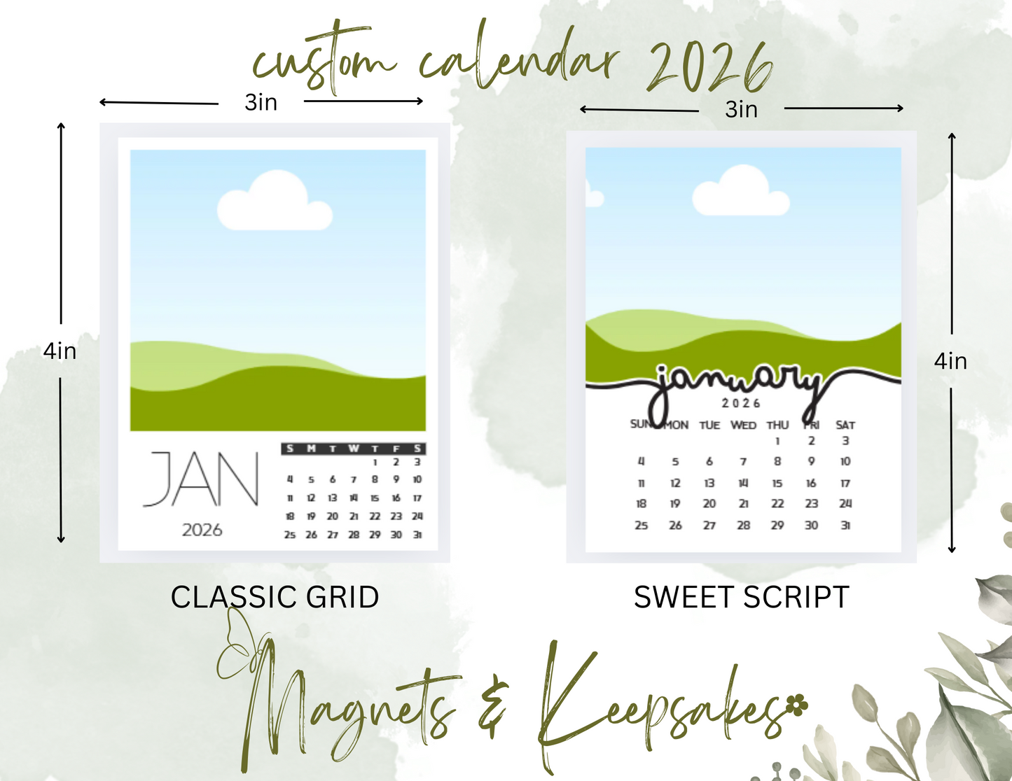 Mini Custom Calendar Magnets