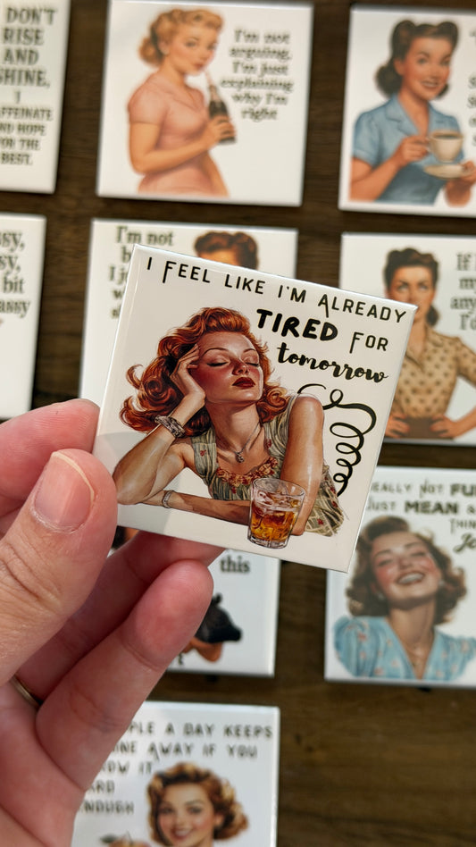 Sarcastic retro woman magnets