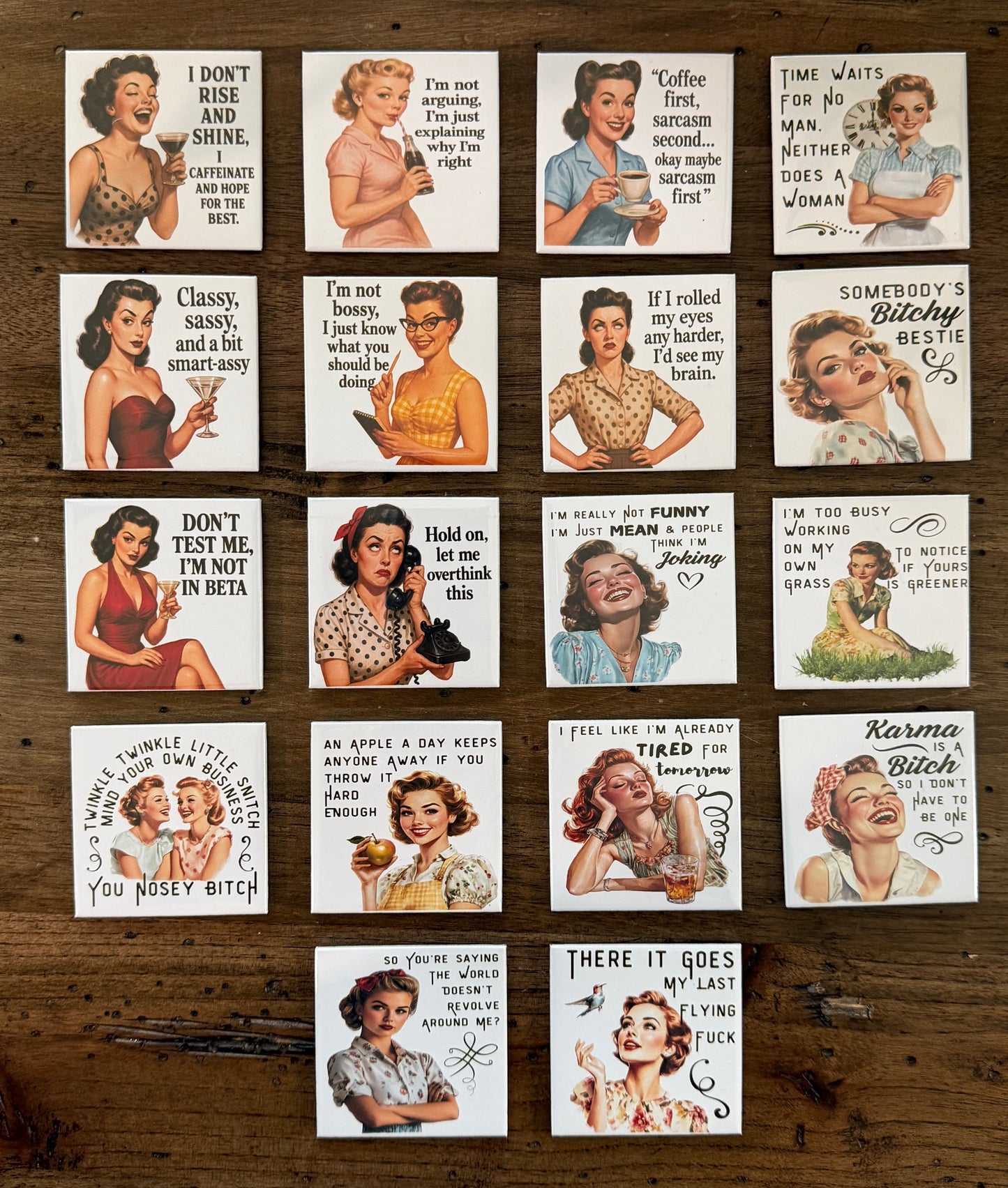 Sarcastic retro woman magnets