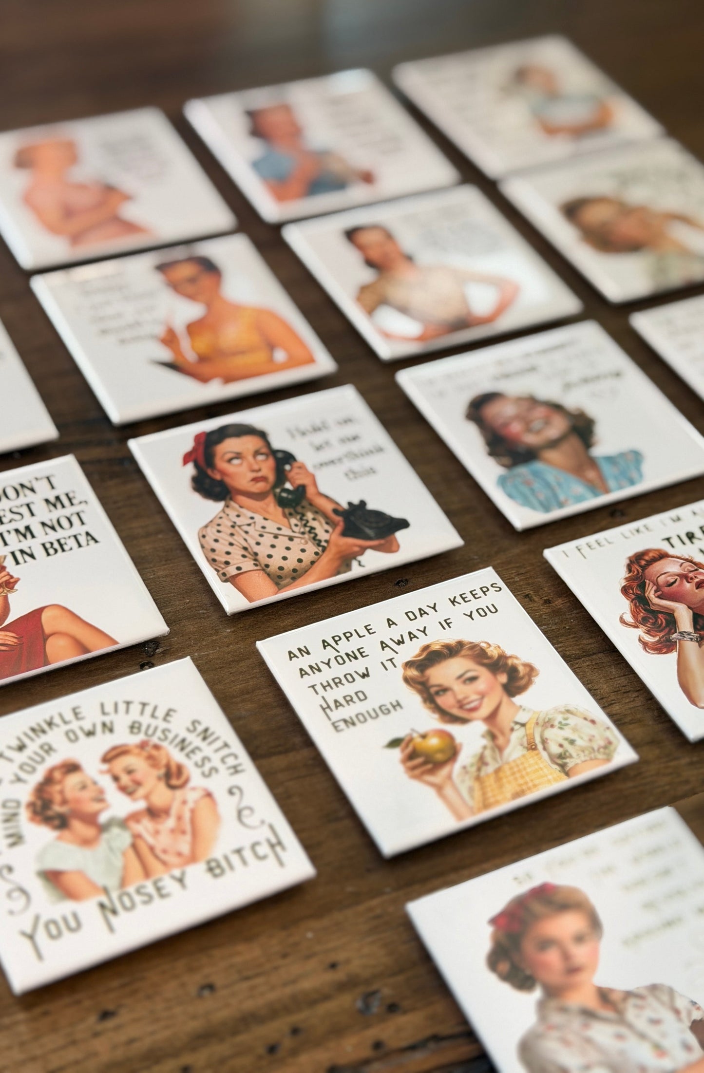 Sarcastic retro woman magnets